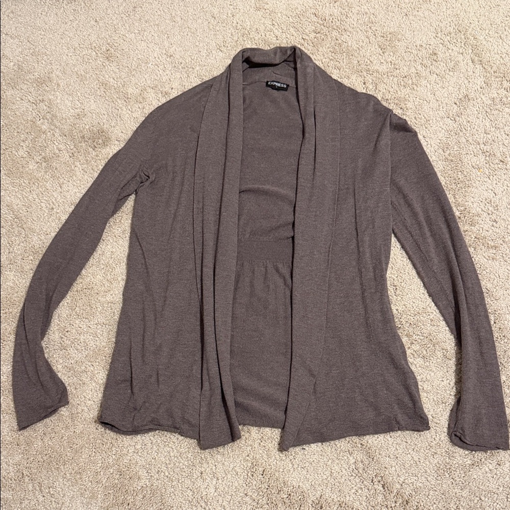 Express Brown Open-Front Sweater